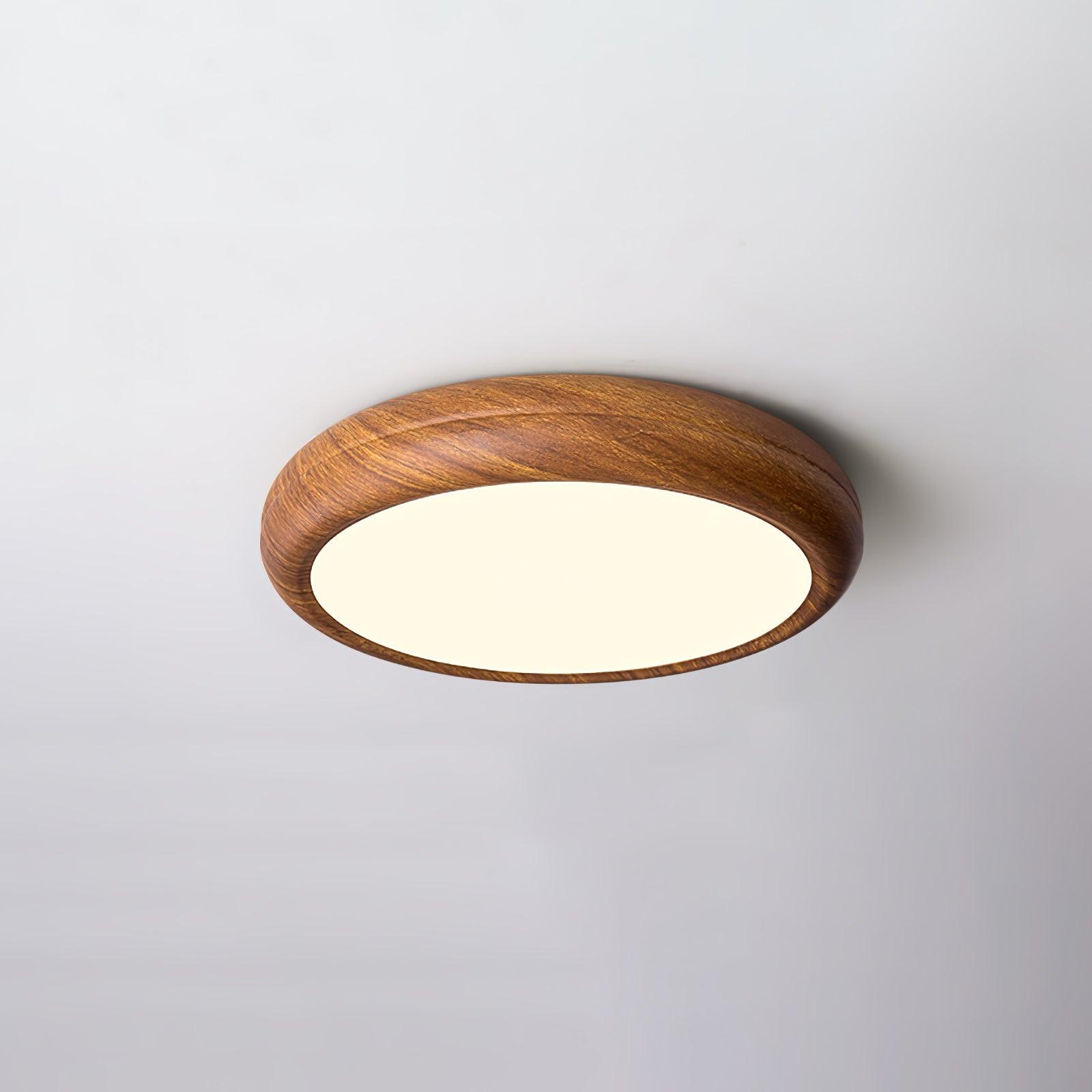 Nordic Minimalist Wood Grain Round LED Ceiling Light Flush Mount Overhead Fixture