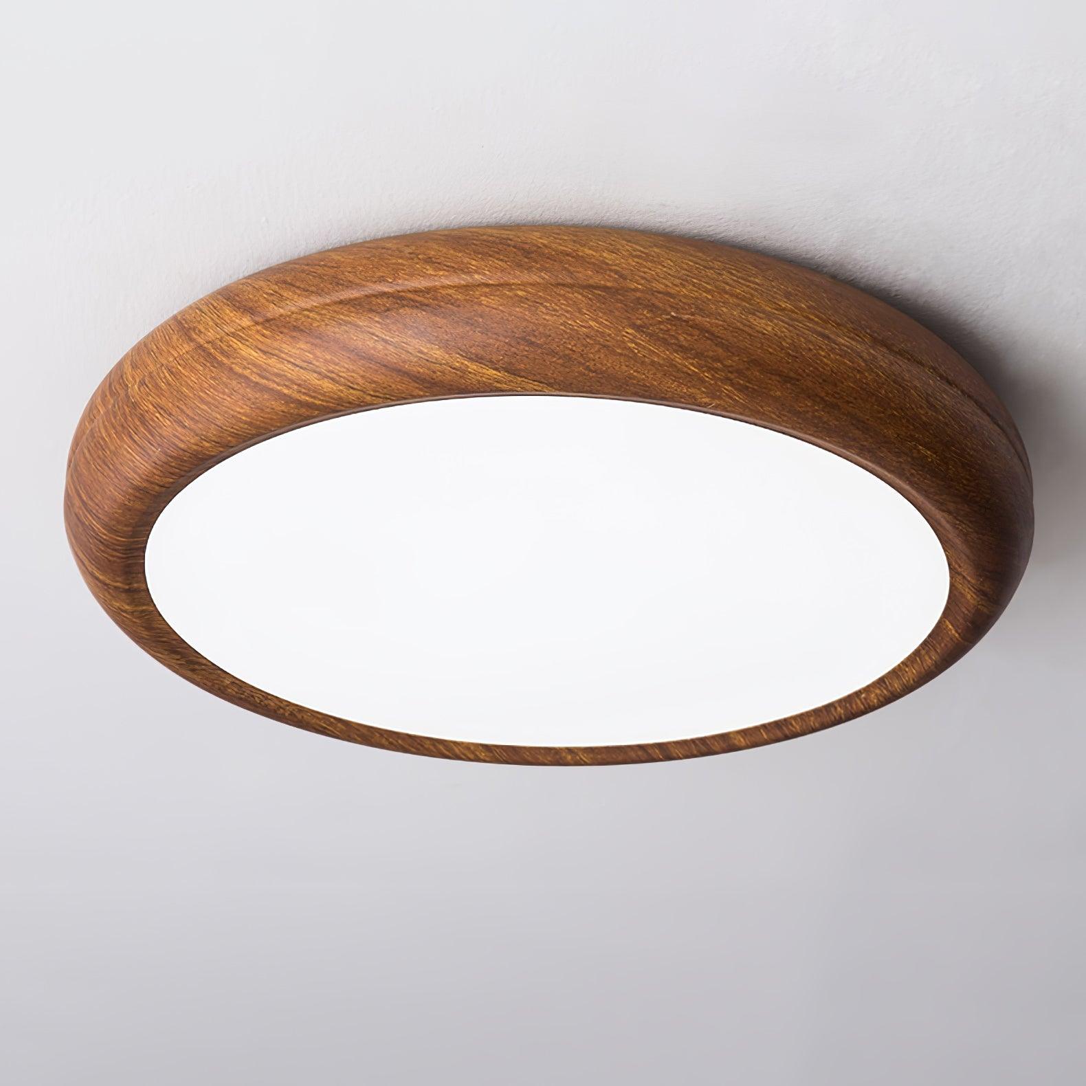 Nordic Minimalist Wood Grain Round LED Ceiling Light Flush Mount Overhead Fixture