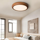 Nordic Minimalist Wood Grain Round LED Ceiling Light Flush Mount Overhead Fixture