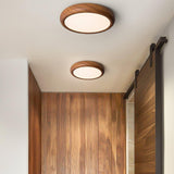 Nordic Minimalist Wood Grain Round LED Ceiling Light Flush Mount Overhead Fixture