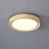 Nordic Minimalist Wood Grain Round LED Ceiling Light Flush Mount Overhead Fixture
