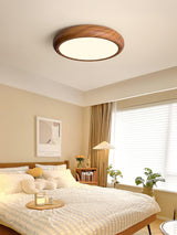 Nordic Minimalist Wood Grain Round LED Ceiling Light Flush Mount Overhead Fixture