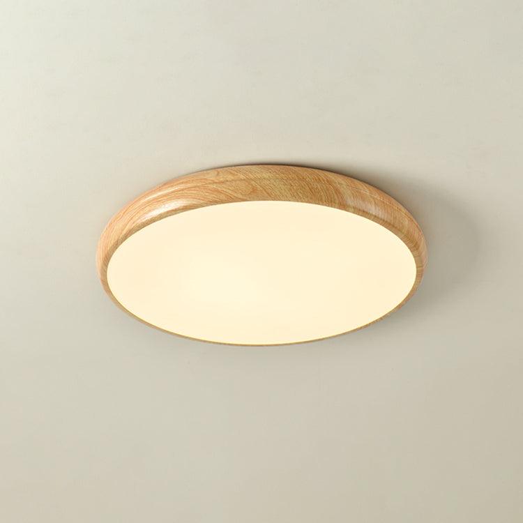 Nordic Minimalist Wood Grain Round LED Ceiling Light Flush Mount Overhead Fixture