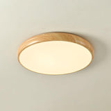 Nordic Minimalist Wood Grain Round LED Ceiling Light Flush Mount Overhead Fixture
