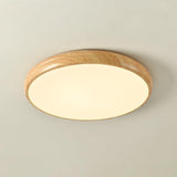 Nordic Minimalist Wood Grain Round LED Ceiling Light Flush Mount Overhead Fixture