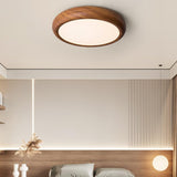 Nordic Minimalist Wood Grain Round LED Ceiling Light Flush Mount Overhead Fixture