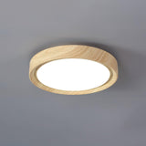 Nordic Minimalist Wood Grain Round LED Ceiling Light Flush Mount Overhead Fixture
