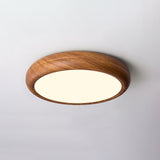 Nordic Minimalist Wood Grain Round LED Ceiling Light Flush Mount Overhead Fixture