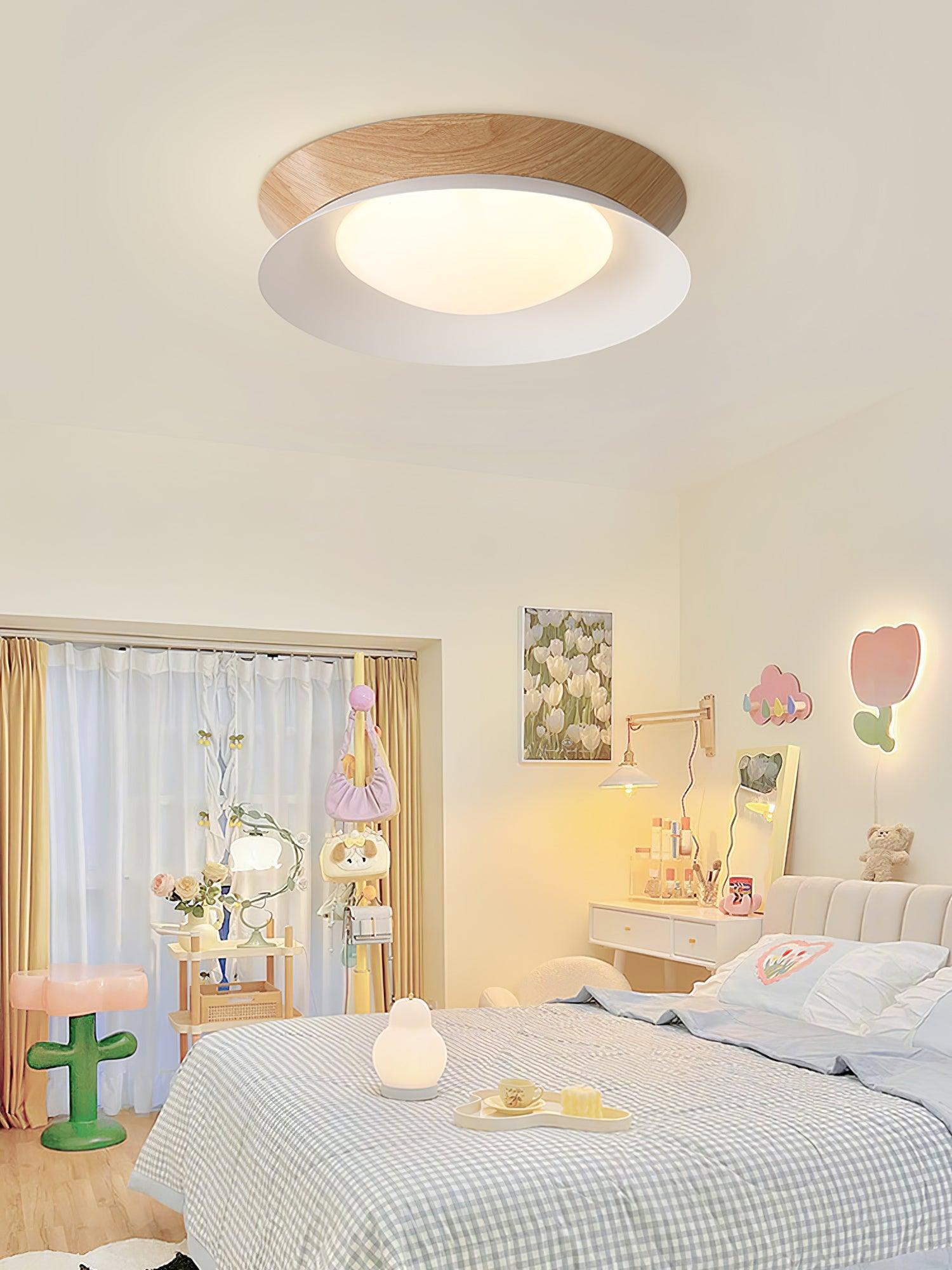 Modern Geometric Double Half Round LED Flush Mount Ceiling Light Minimalist Interior Fixture