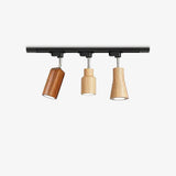 Modern Wood and Steel Adjustable Track Lighting Fixture for Ceiling or Wall Mount