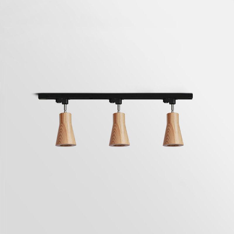 Modern Wood and Steel Adjustable Track Lighting Fixture for Ceiling or Wall Mount