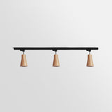 Modern Wood and Steel Adjustable Track Lighting Fixture for Ceiling or Wall Mount