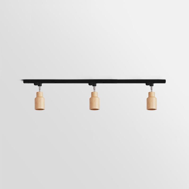 Modern Wood and Steel Adjustable Track Lighting Fixture for Ceiling or Wall Mount