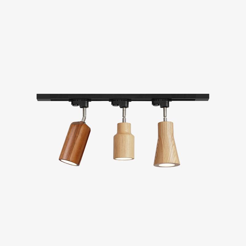 Modern Wood and Steel Adjustable Track Lighting Fixture for Ceiling or Wall Mount