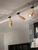 Modern Wood and Steel Adjustable Track Lighting Fixture for Ceiling or Wall Mount