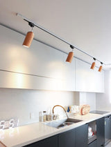 Modern Wood and Steel Adjustable Track Lighting Fixture for Ceiling or Wall Mount