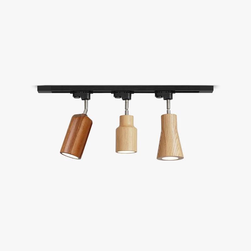 Modern Wood and Steel Adjustable Track Lighting Fixture for Ceiling or Wall Mount