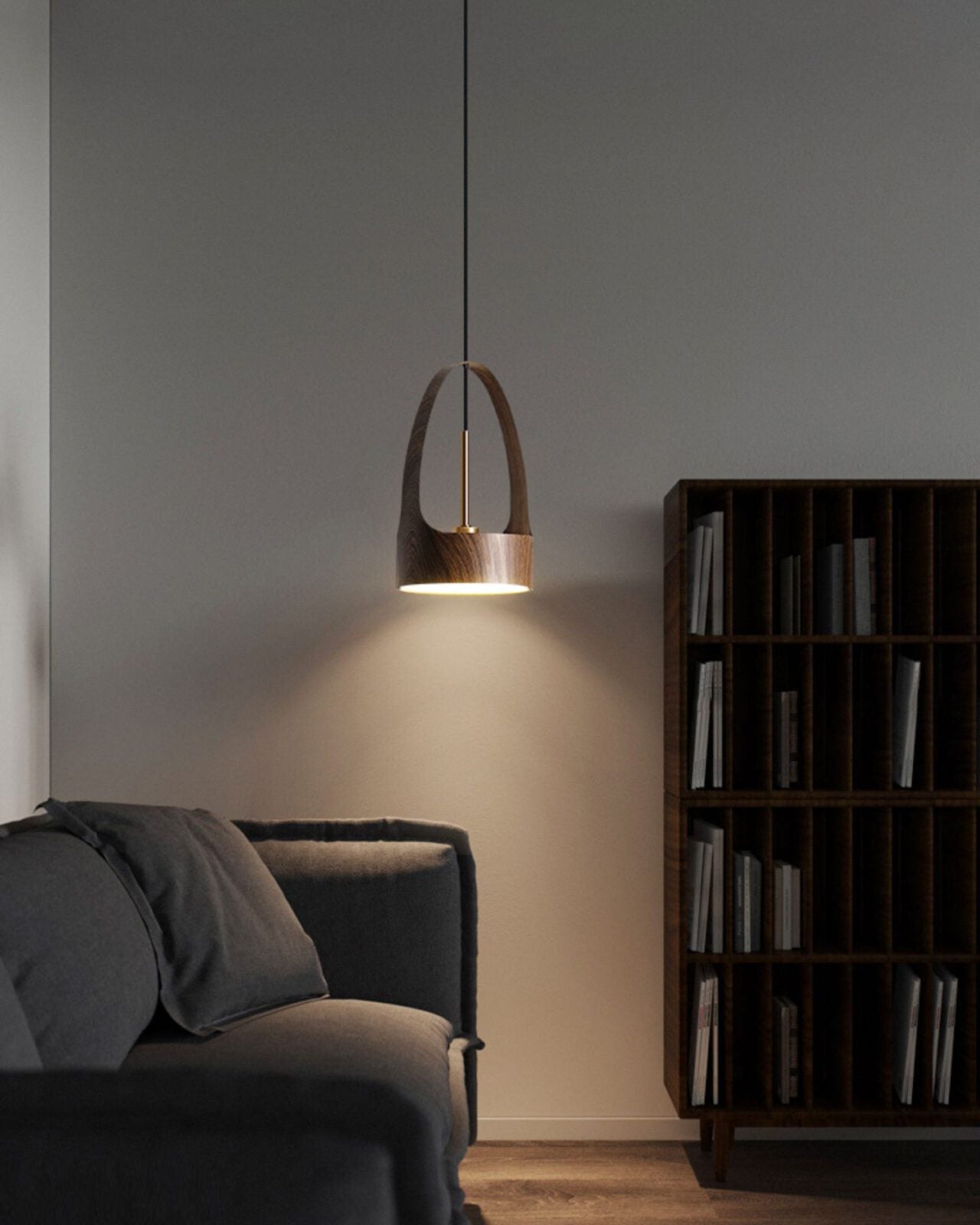 contemporary-walnut-wood-finish-led-bucket-pendant-light-mid-century-design-for-kitchen-islands