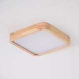 Modern Wooden Geometric LED Flush Mount Ceiling Light for Bedroom and Living Room Lighting