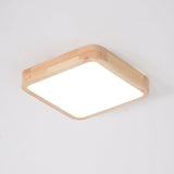 Modern Wooden Geometric LED Flush Mount Ceiling Light for Bedroom and Living Room Lighting