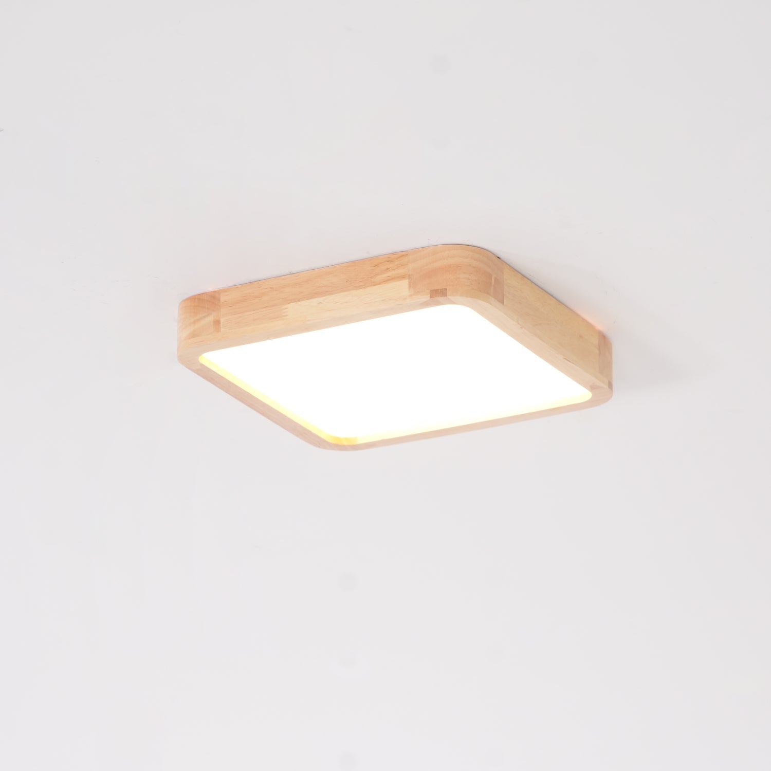 Modern Wooden Geometric LED Flush Mount Ceiling Light for Bedroom and Living Room Lighting