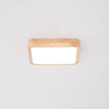 Modern Wooden Geometric LED Flush Mount Ceiling Light for Bedroom and Living Room Lighting