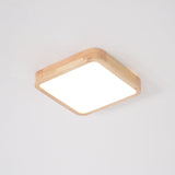 Modern Wooden Geometric LED Flush Mount Ceiling Light for Bedroom and Living Room Lighting
