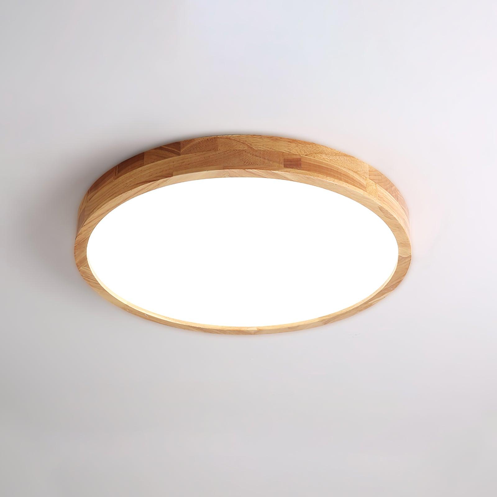 Modern Wooden Geometric LED Flush Mount Ceiling Light for Bedroom and Living Room Lighting