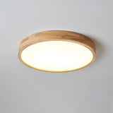 Modern Wooden Geometric LED Flush Mount Ceiling Light for Bedroom and Living Room Lighting