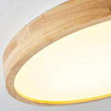 Modern Wooden Geometric LED Flush Mount Ceiling Light for Bedroom and Living Room Lighting