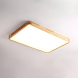 Modern Wooden Geometric LED Flush Mount Ceiling Light for Bedroom and Living Room Lighting