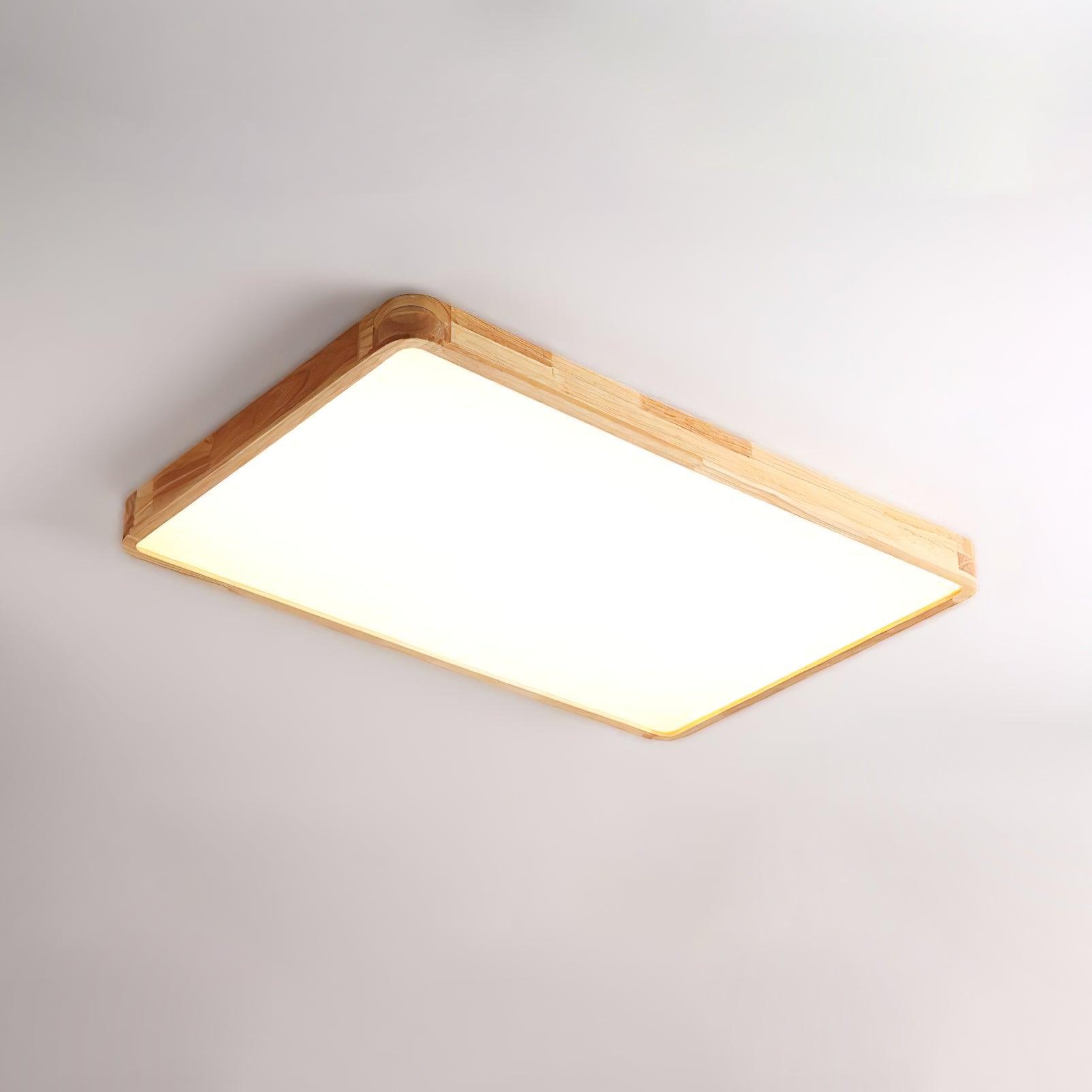 Modern Wooden Geometric LED Flush Mount Ceiling Light for Bedroom and Living Room Lighting