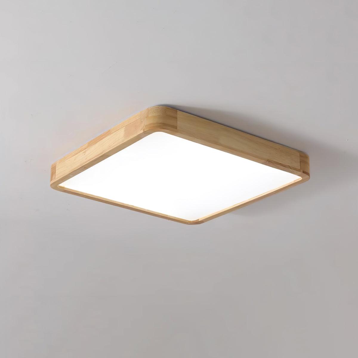 Modern Wooden Geometric LED Flush Mount Ceiling Light for Bedroom and Living Room Lighting
