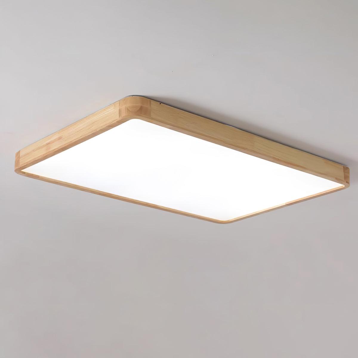 Modern Wooden Geometric LED Flush Mount Ceiling Light for Bedroom and Living Room Lighting