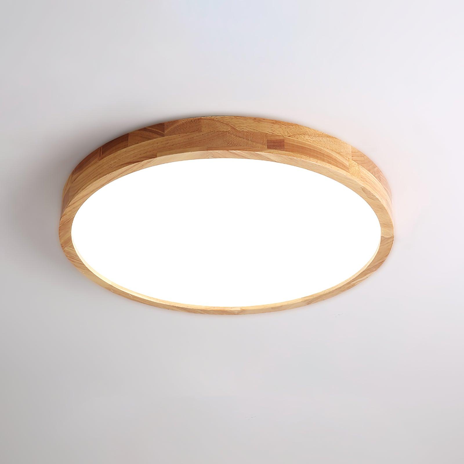 Modern Wooden Geometric LED Flush Mount Ceiling Light for Bedroom and Living Room Lighting