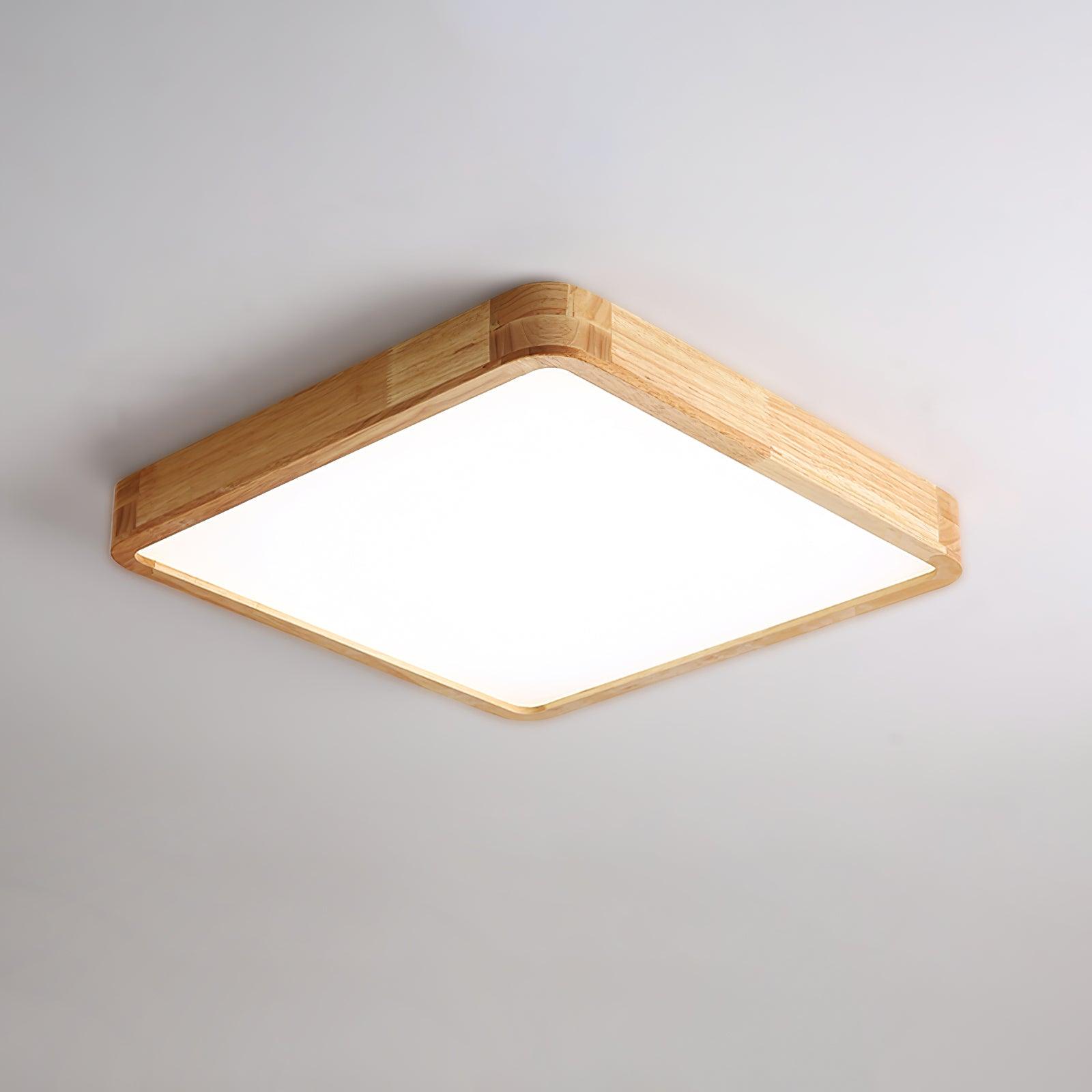 Modern Wooden Geometric LED Flush Mount Ceiling Light for Bedroom and Living Room Lighting