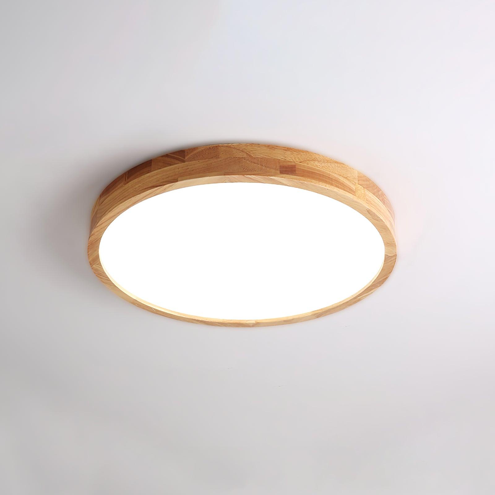 Modern Wooden Geometric LED Flush Mount Ceiling Light for Bedroom and Living Room Lighting