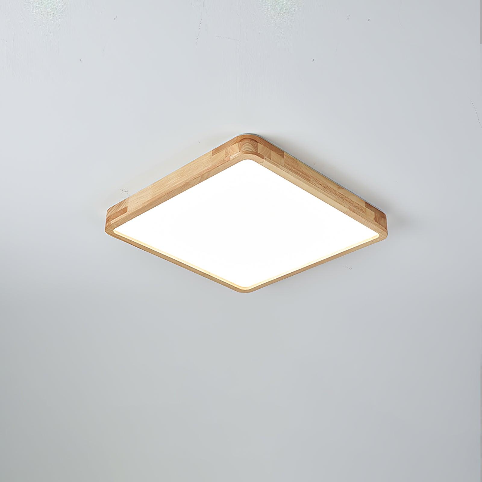 Modern Wooden Geometric LED Flush Mount Ceiling Light for Bedroom and Living Room Lighting
