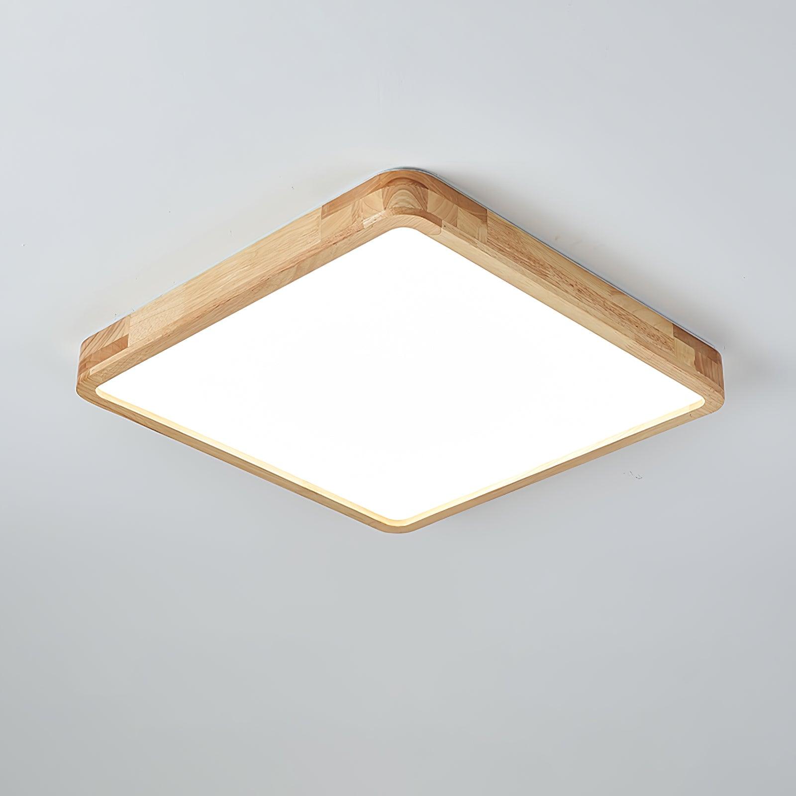Modern Wooden Geometric LED Flush Mount Ceiling Light for Bedroom and Living Room Lighting