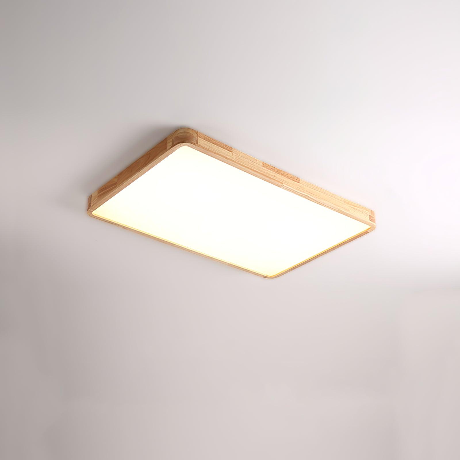 Modern Wooden Geometric LED Flush Mount Ceiling Light for Bedroom and Living Room Lighting