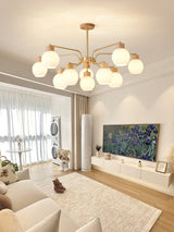 modern-scandinavian-rubber-wood-pineapple-chandelier-with-white-glass-shades