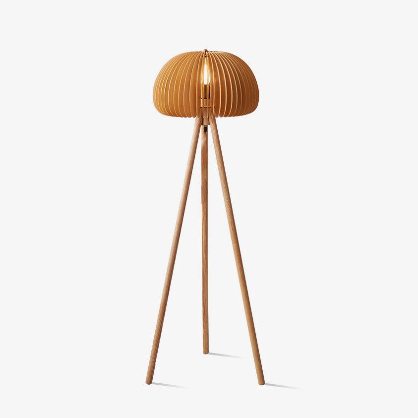 Modern Wooden Pumpkin Floor Lamp Handcrafted Wood Standing Light for Living Room and Bedroom