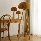 Modern Wooden Pumpkin Floor Lamp Handcrafted Wood Standing Light for Living Room and Bedroom