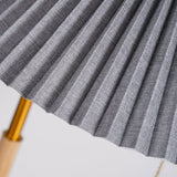 Retro Wooden Bedside Table Lamp with Pleated Fabric Shade Mid Century Modern Desk Light