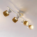 Modern 4 Light Adjustable Wooden Spot Ceiling Lamp with Oak Walnut Finish for Interior Decor