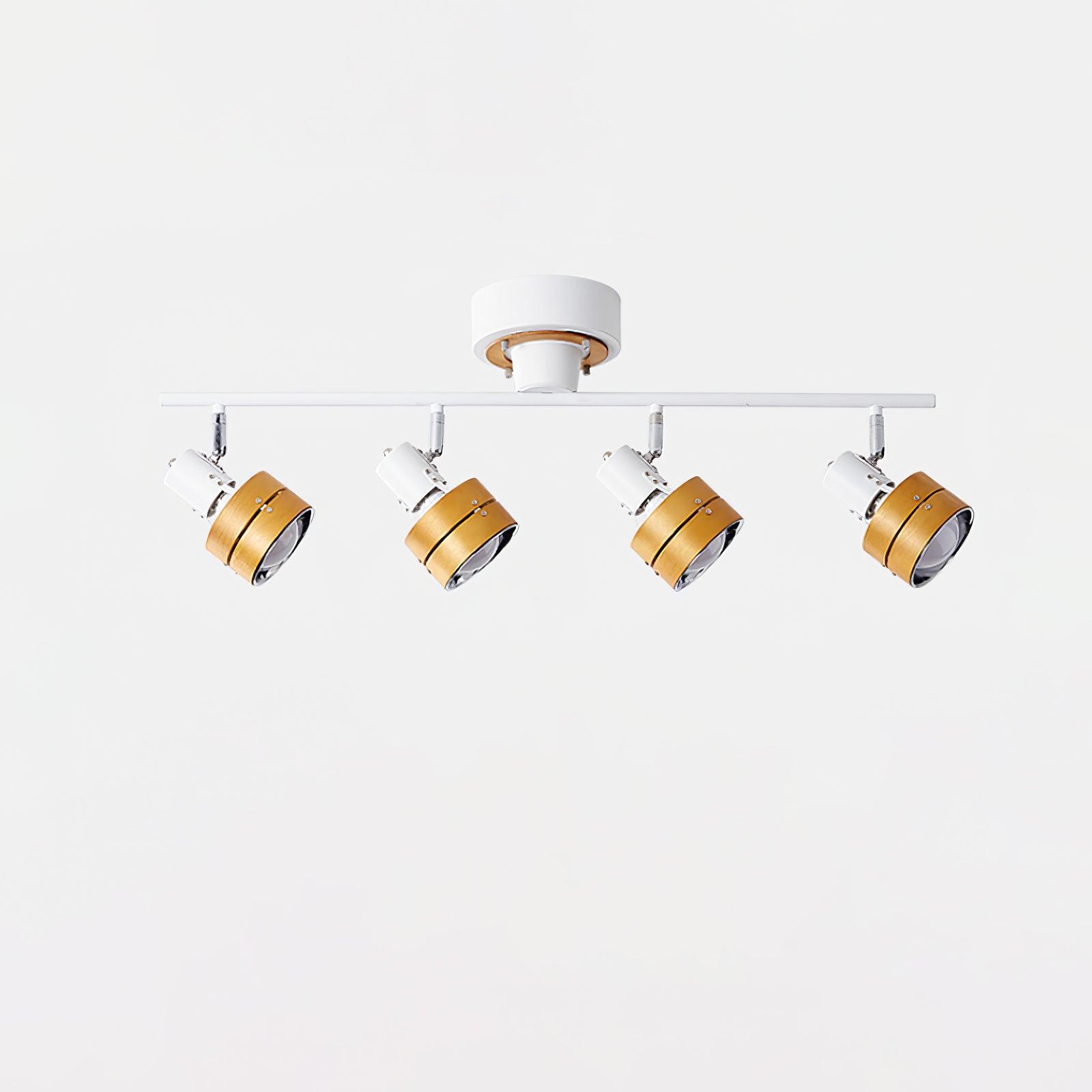 Modern 4 Light Adjustable Wooden Spot Ceiling Lamp with Oak Walnut Finish for Interior Decor