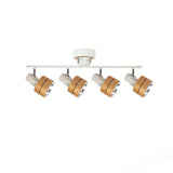 Modern 4 Light Adjustable Wooden Spot Ceiling Lamp with Oak Walnut Finish for Interior Decor