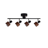 Modern 4 Light Adjustable Wooden Spot Ceiling Lamp with Oak Walnut Finish for Interior Decor