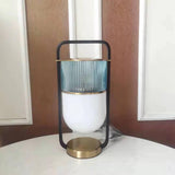 Xi Contemporary Glass Sphere Bedside Lamp with Metal Base for Bedroom Decor