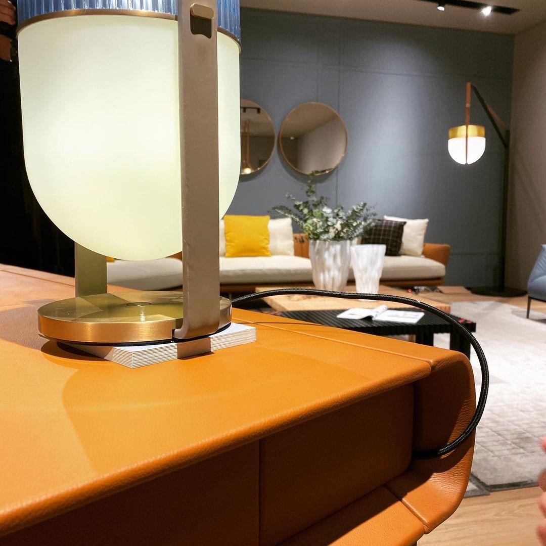 Xi Contemporary Glass Sphere Bedside Lamp with Metal Base for Bedroom Decor
